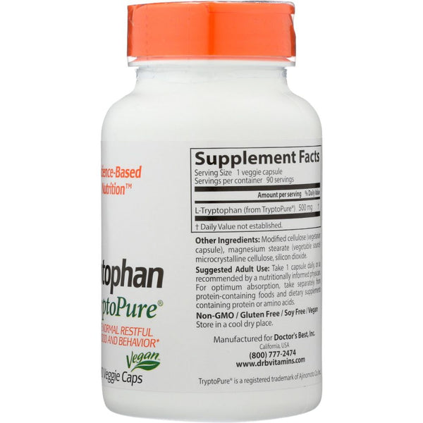 DOCTORS BEST: L Tryptophan With Tryptopure 500Mg, 90 vc