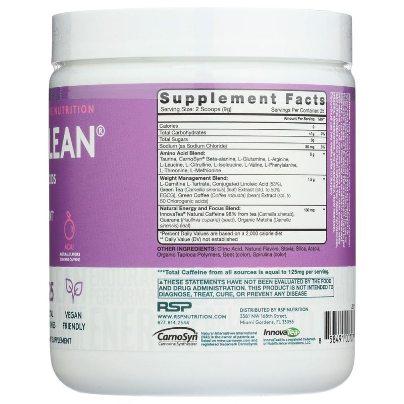 RSP NUTRITION: Acai Aminolean, 225 gm